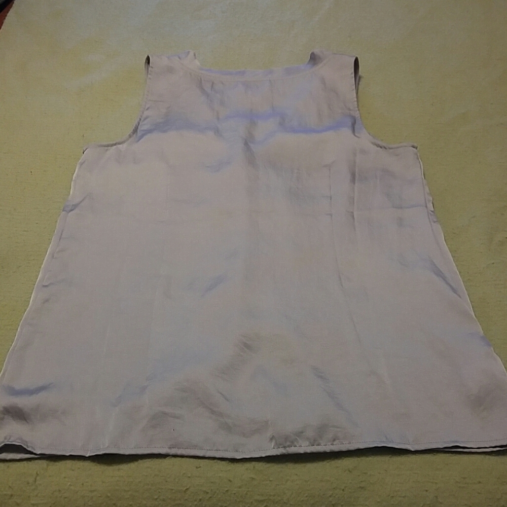 LOFT Ann Taylor Pewter Silver Ruffle Shell - Picture 4 of 4